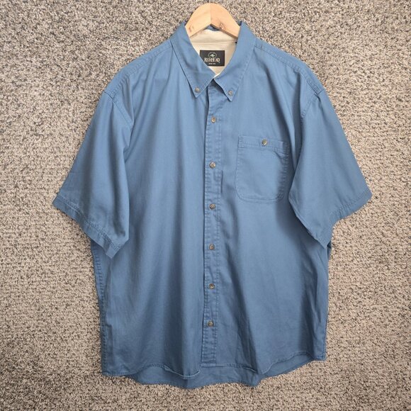 Redhead Shirt Mens XL Blue Button Down Short Sleeve Casual Pocket Cotton - Picture 1 of 7